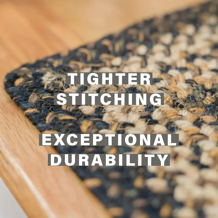 كليمنجارو الجوت مضفر درج معالج للخطوات الخشبية البلد البدائي ديكور مجموعة من 13 الأسود والأسمر 8x28 مستطيل البساط ل S #4