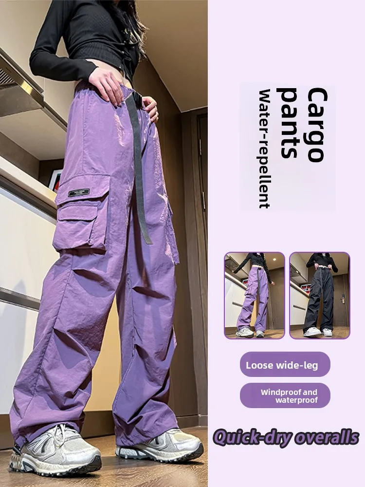 

Purple American Sle Loose Straight Leg Windproof Waterproof Work Trousers for Men Spring Autumn Trendy Brand New Spor Car...