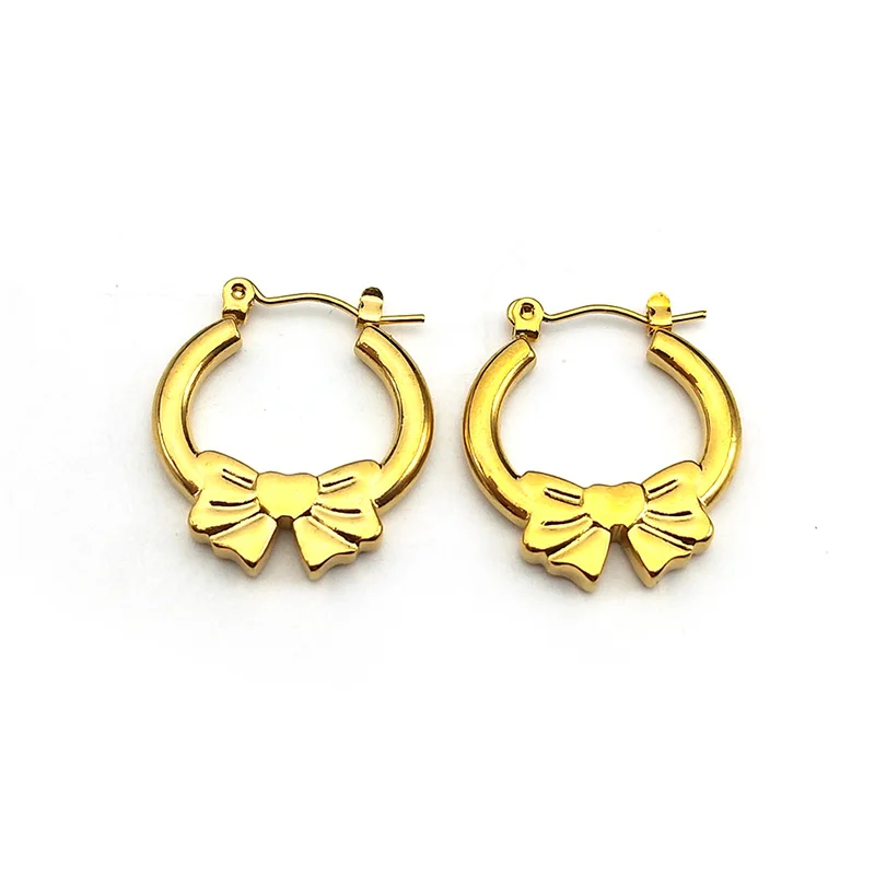 2024 Trend Cute Bowknot Butterfly Stainless Steel Earrings for Women Girls Gold Color Ear Studs Charm Jewelry GiftsZZZ1106 image 5