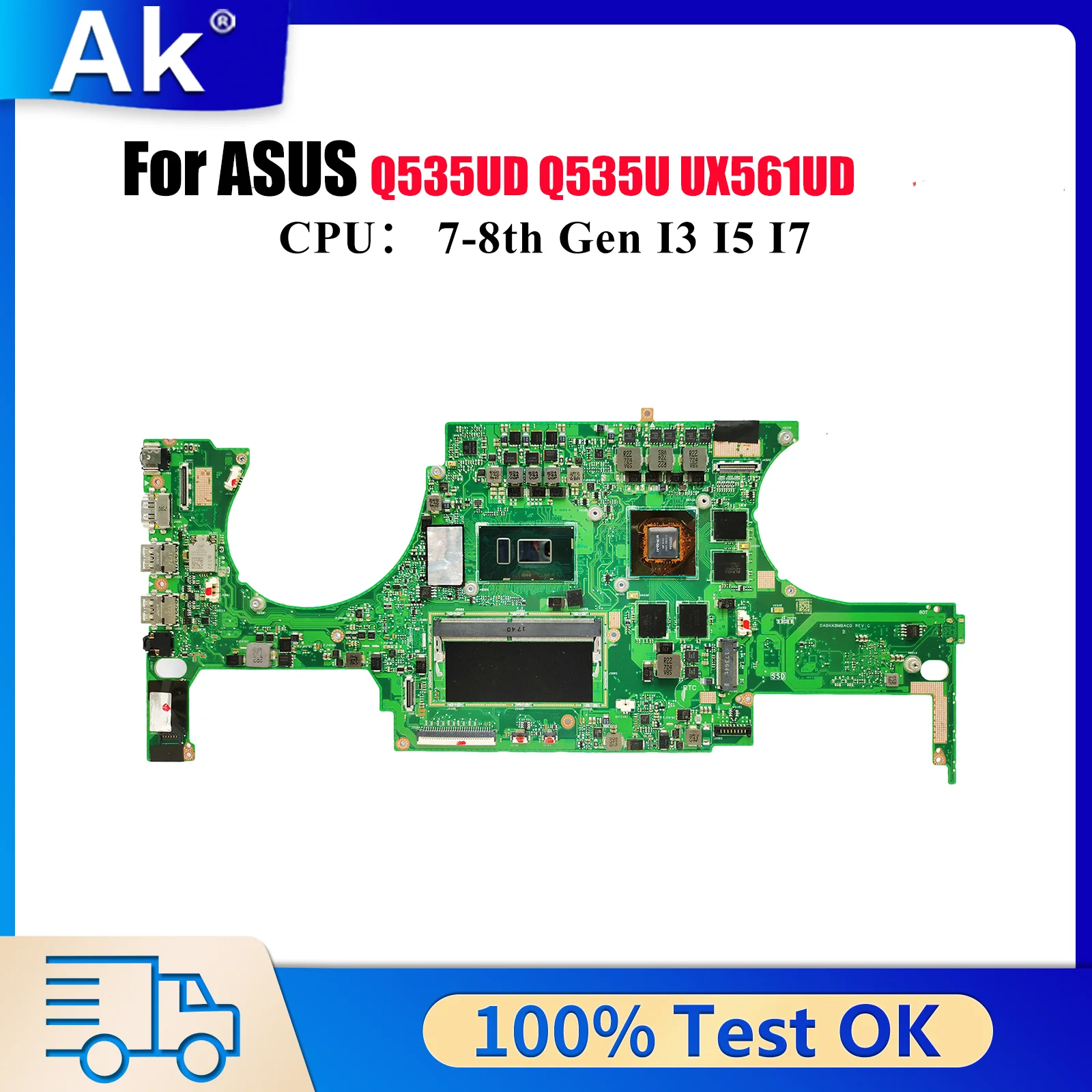 

UX561UD Материнская плата для ноутбука ASUS ZenBook UX561UD Q535U Q535UD UX561U UX561UA Материнская плата с процессором I3 I5 I7 100% tests OK stk