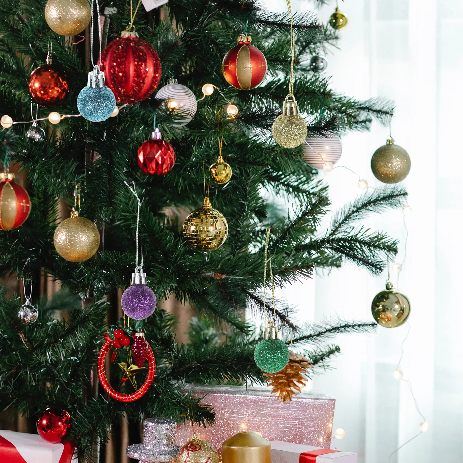 

80Pcs Sparkling Xmas Balls Colorful Christmas Tree Ornaments Hanging Decoration Props for Home and Party Supplies