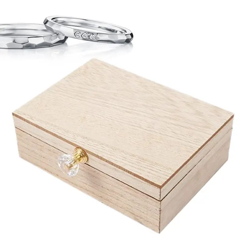 Engagement Ring Holder Box Wedding Wooden Ring Case Vintage Engagement Ring Bearer Box For Wedding Ceremony Proposal