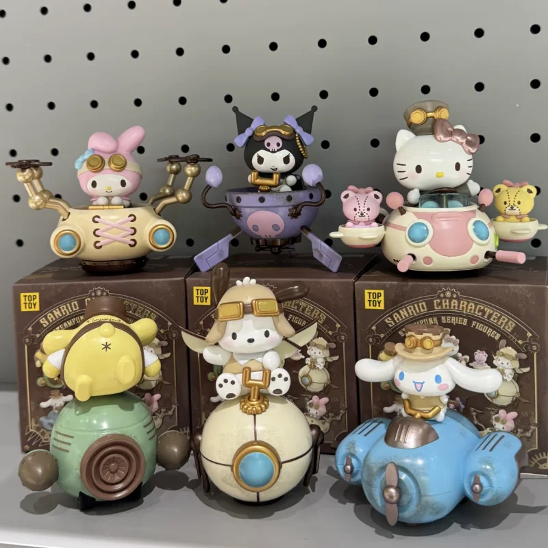 Sanrio Blind Box Family Steampunk Series Anime Figure Kawaii Kuromi Decor Mystery Box Guess Bag Model  Girl Birthday Gift