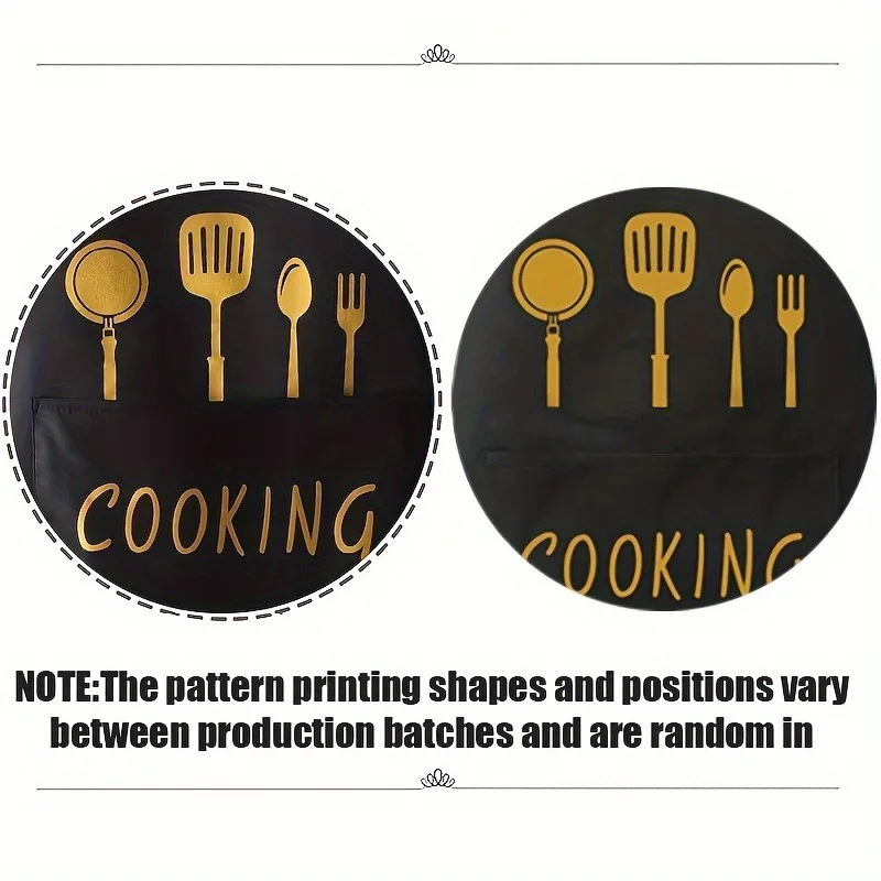 4/2 Pieces in Random Colors, Cooking Apron with Pockets, Washable, Designed for Kitchens and Restaurants, Decorated with Chef Hat and Cutlery Motifs