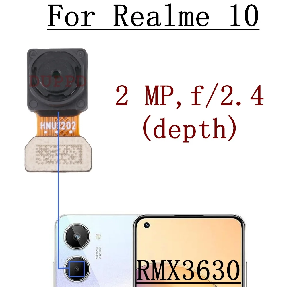 Caméra selfie frontale d\'origine pour Realme 10 RMX3630, grande vue arrière principale, câble flexible, remplacement mobile