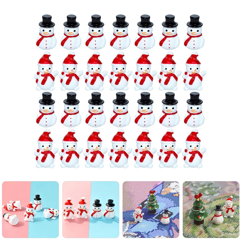 40 Pcs Mini Snowman Statue Micro Landscape Ornaments Play House Toys (black Hat + Red Hat) 40pcs Miniatures Top