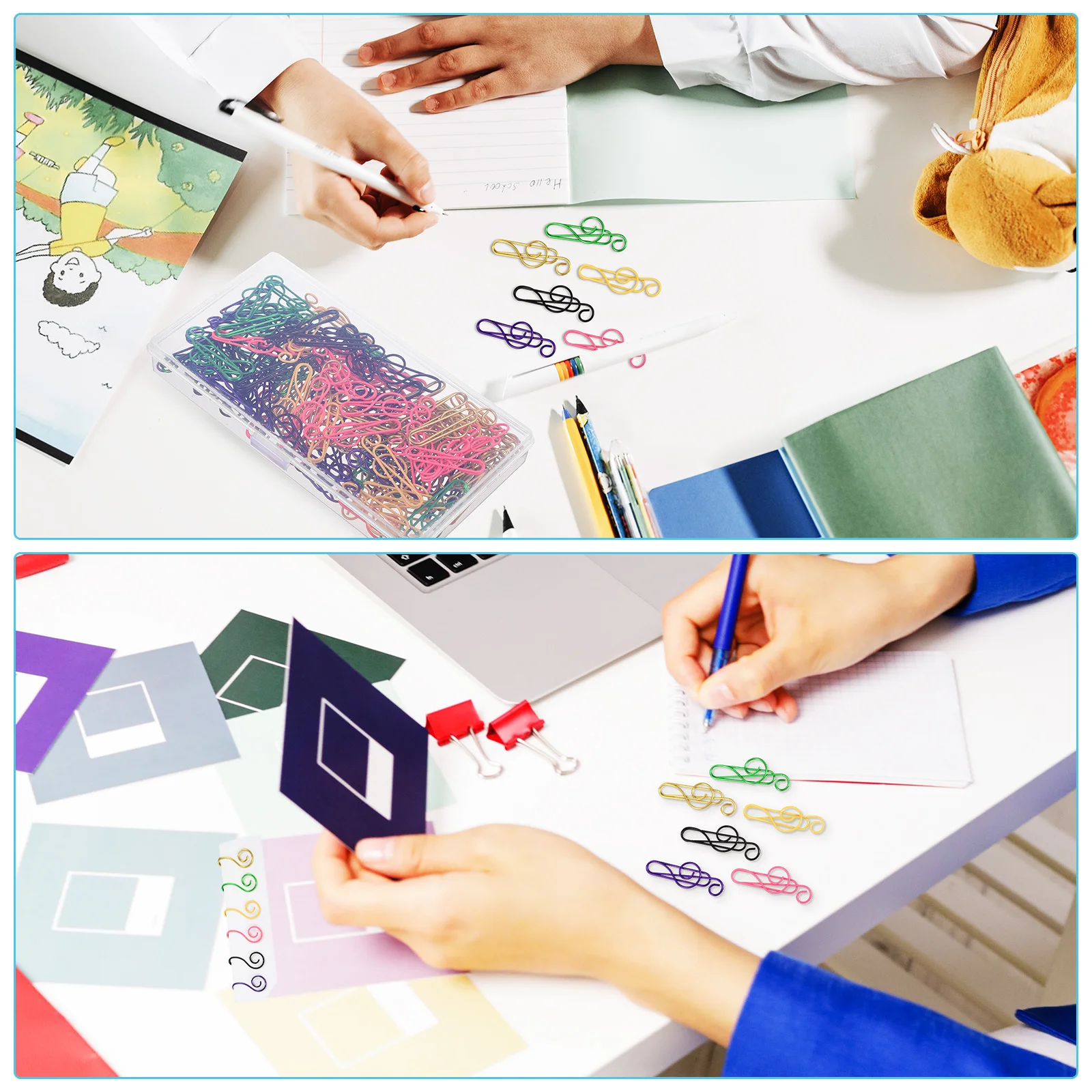 100pcs Colorful Paperclips Musical Note Shaped Metal Clips For Office Bills Fixing Files Decoration Multi-Use Stationery