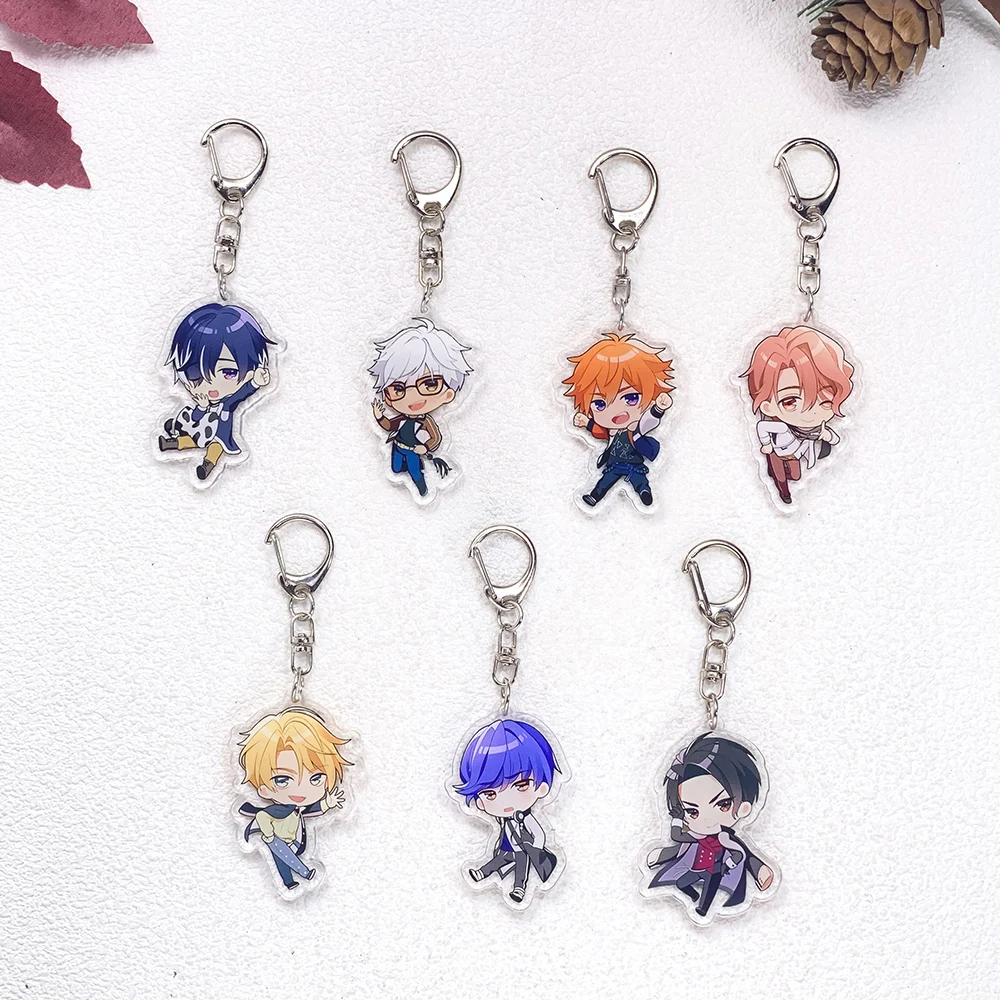 1/7Pcs Anime Figures Obey Me! Car Keychain Accessories Acrylic Cute Charms Pendant For Bag Funny Key Holder Backpack Decoration