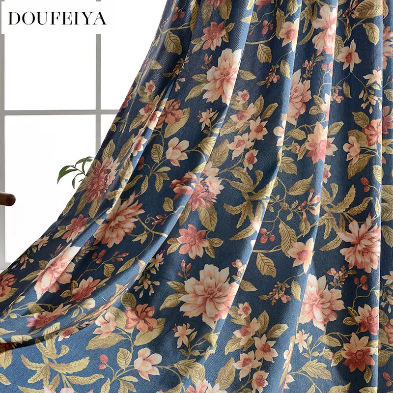 

Curtains for Wedding Room Living Room Modern Floral Cotton Printed Blackout Window Blinds Floral Treatment