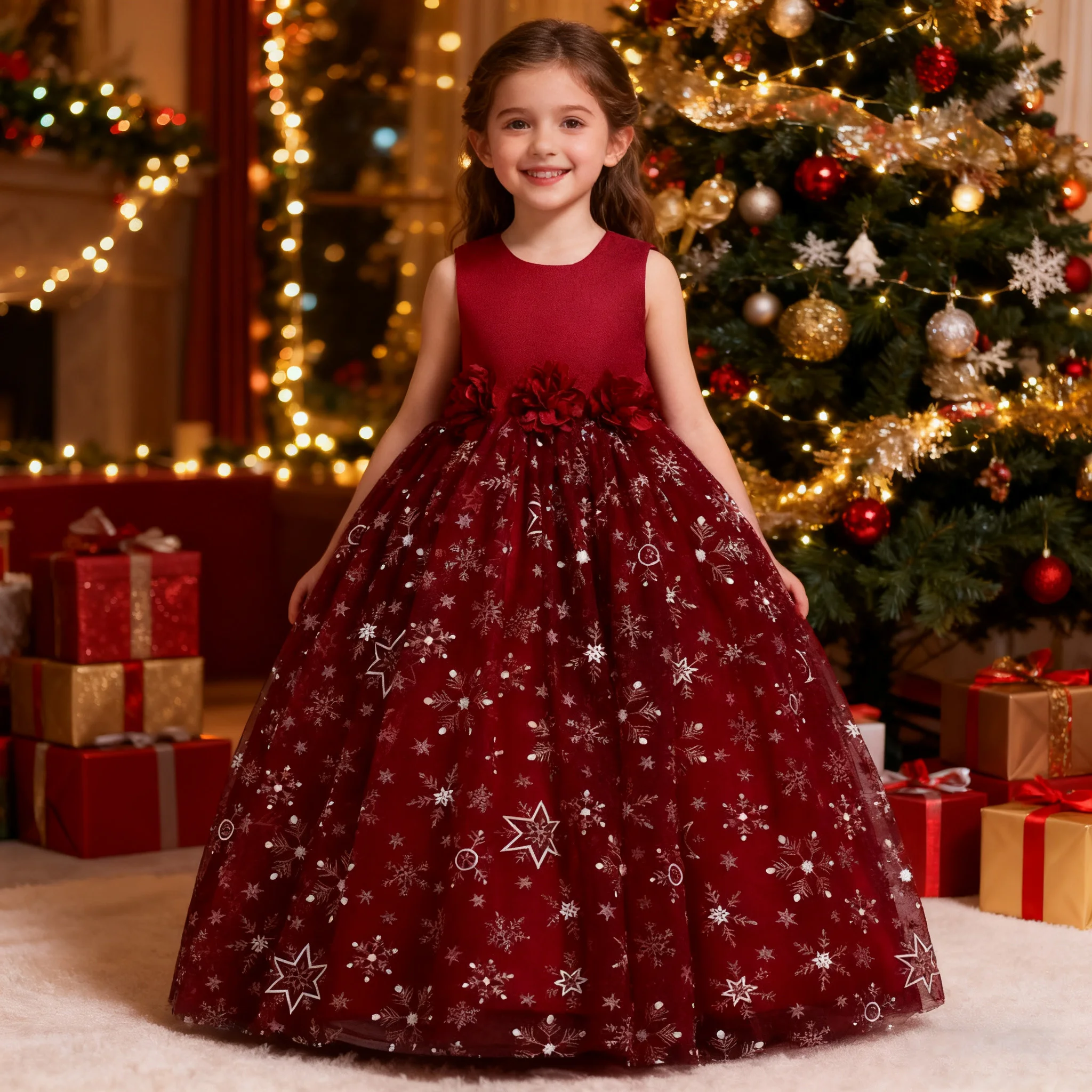 luxury children's formal dress for 4-12years girls' wedding banquet princess dress Teenager piano performance Christmas gown