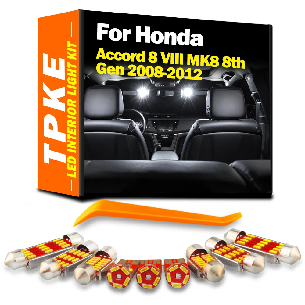

TPKE 17Pcs Car LED Interior Dome Sunvisor Map Light Kit For Honda Accord 8 VIII MK8 8th Gen 2008 2009 2010 2011 2012 Signal Lamp