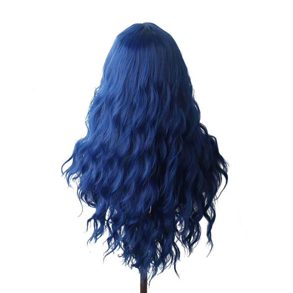 WoodFestival Wavy Synthetic Hair Cosplay Wig Long Party Wigs For Women Sale Blue Orange Purple Rose Red Pastel Fiber