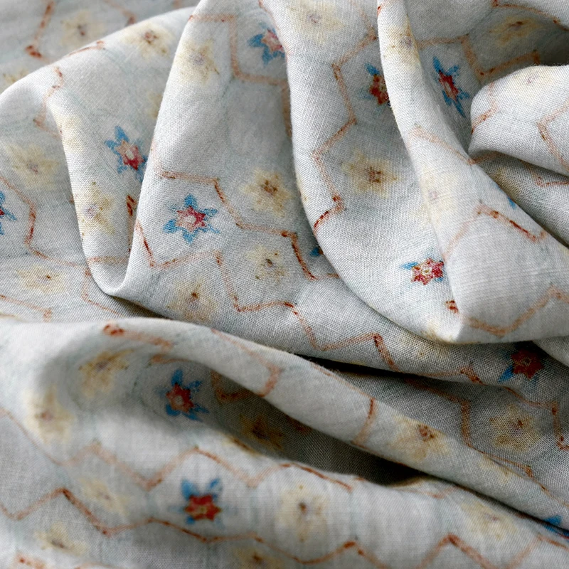 Ele vintage floral impressão linho midi dr Tee-Quarter Sve Age-Defng verão novo chinês sle commute cintura solta