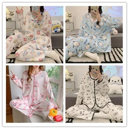 

Sanrio Kawaii Pajamas Pochacco Stitch Cute Cartoon Student Soft Cotton Loungewear Home Wear Birthday Gifts Cute things for Girls