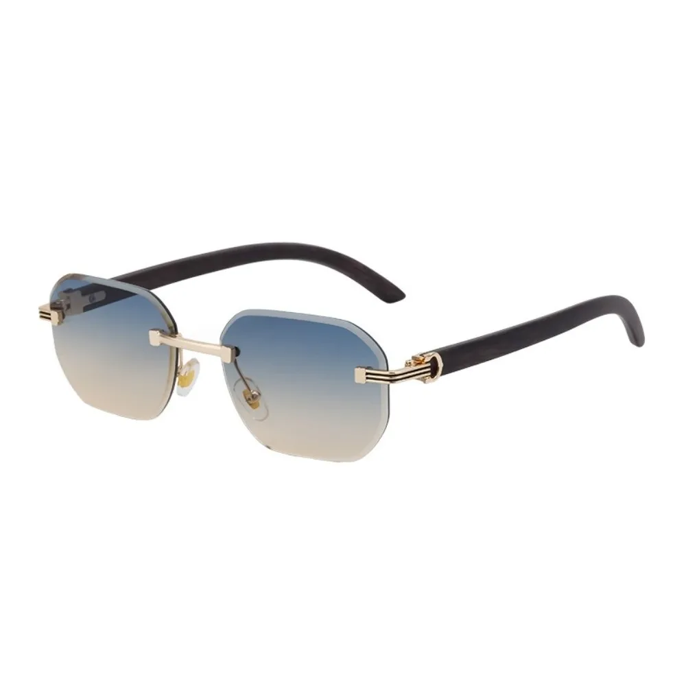 

Wood-grain Glasses Temple Edge Cutting Sun Glasses Multicolor Lightweight Frameless Sunglasses Vision Care Vintage
