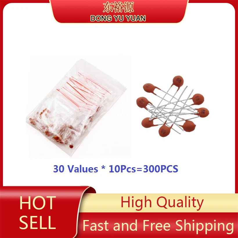 Kit de condensadores cerámicos 30 valores * 10 piezas = 300 piezas 3.3nF(332) 4.7nF(472) 6.8nF(682) 10nF(103) 15nF(153) 22nF(223) 47nF(473) 100nF(104)