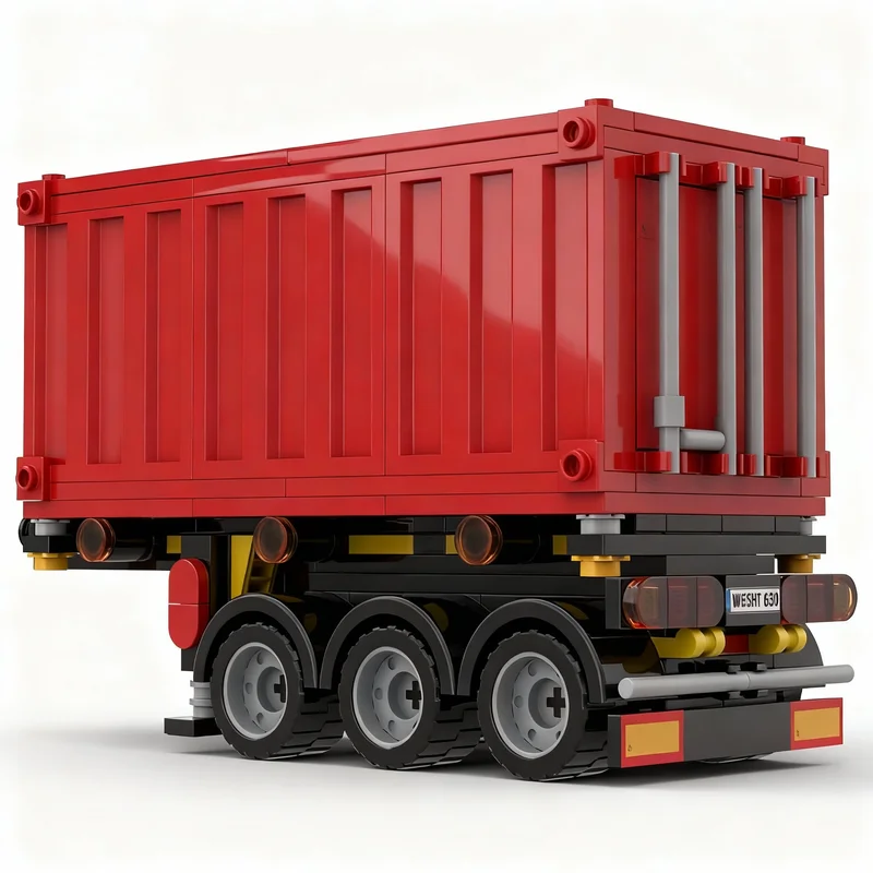 234pcs MOC City Cargo 3 Axles Container Semitrailer Model Building Blocks Toy Creative Collection 3D Display Idea Craft Birthday