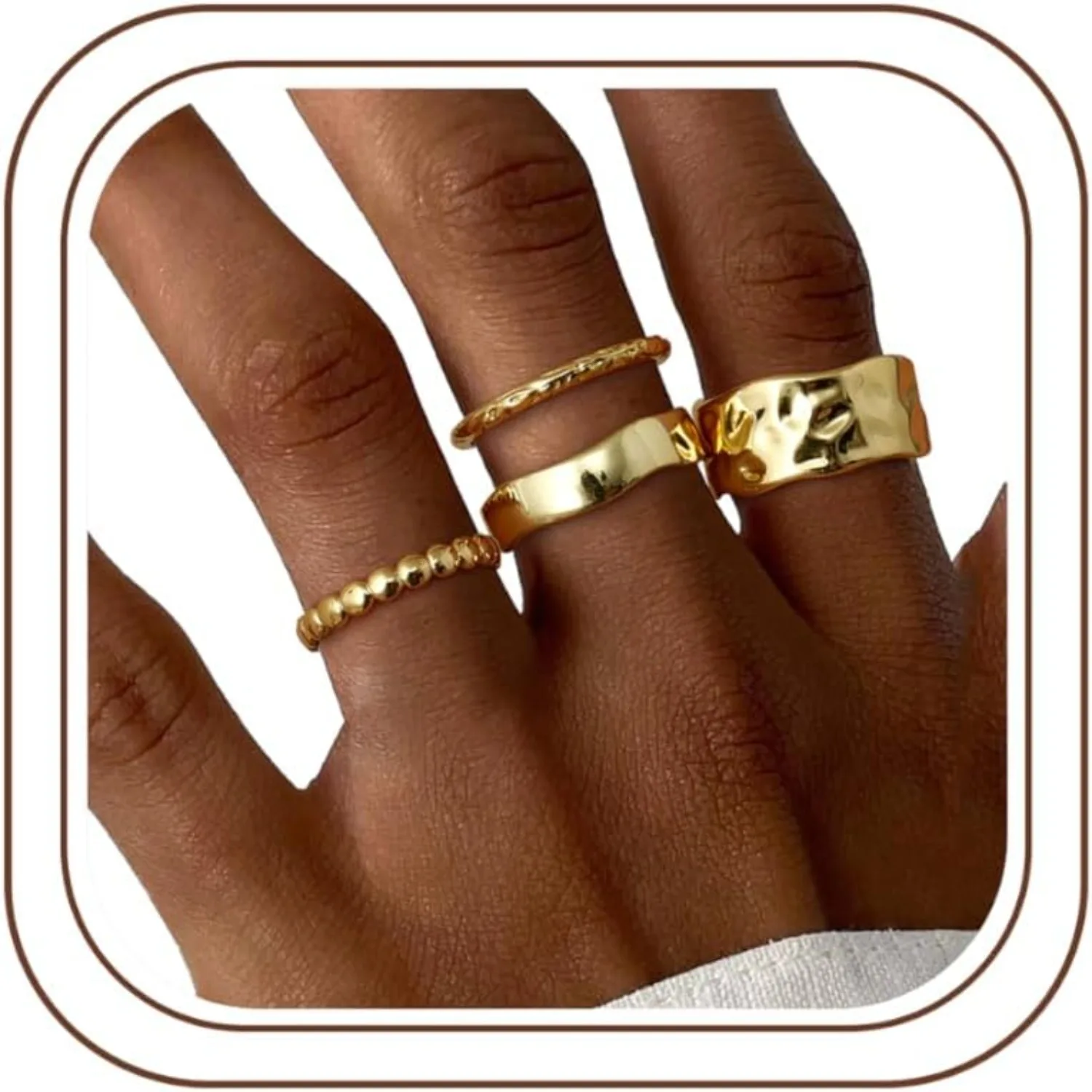 

Bobisty Stackable Chunky Rings for Women Non Tarnish Dainty 14K Gold Plated Thumb Rings Set Trendy Wedding Band Ring Size 5-11