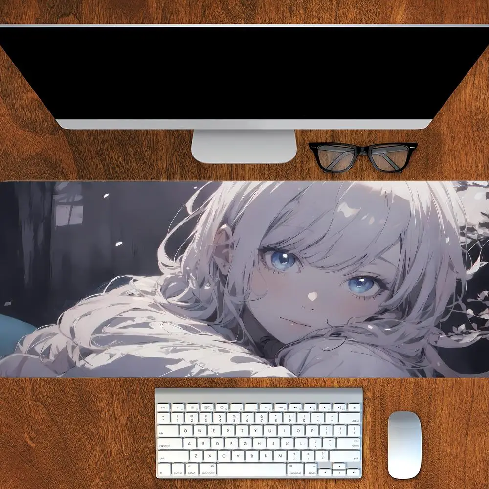 

Anime Girl With Blue Eyes1 Large Mouse Pad & Computer Game Mouse Mat (35.4x15.7IN/31.5X15.7IN Map) (90 x40/80x40cm Map)