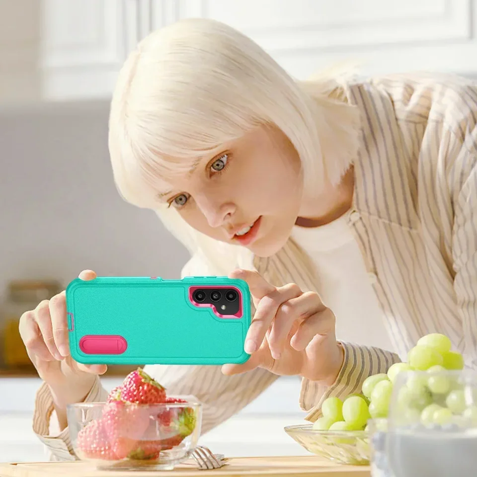 Funda resistente 3 en 1 para Samsung Galaxy S25 S22 S24 Ultra Plus S23FE, con soporte y protección completa 3