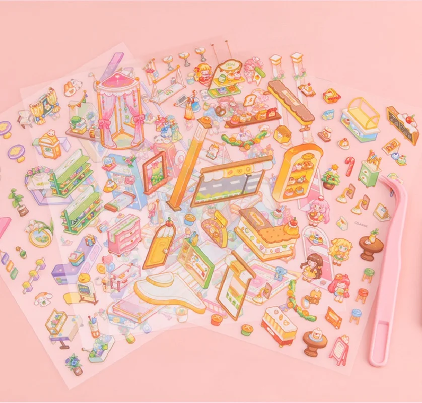 

DIY милый мультфильм девушка мини мир пейзаж наклейка карман 3D сцена кабины укладка наклейка Рождественский подарок на день рождения для ребенка