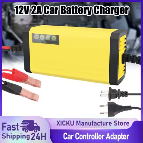 12V 2A Car Battery Charger 220V Power Puls Repair Charger Wet Dry Lead Acid Battery LED Display Moto Truck Battery Resolver
