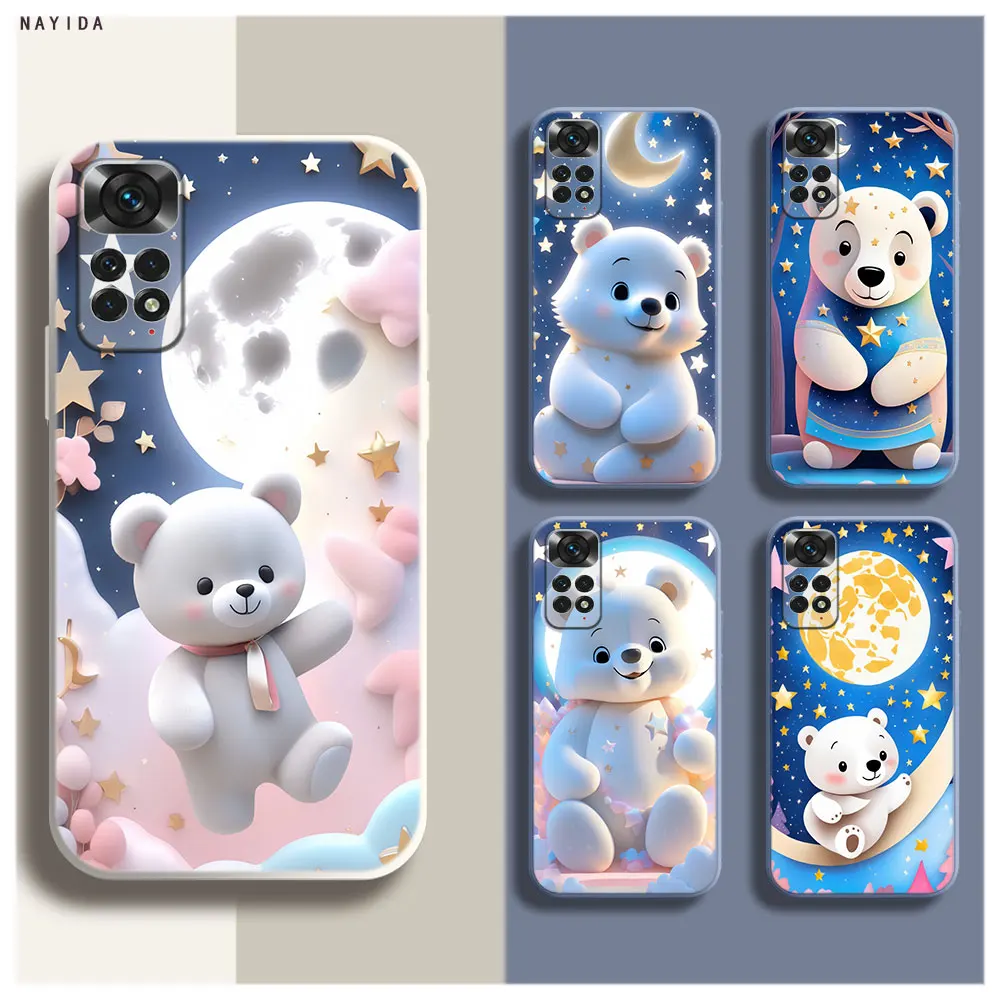 Soft Silicone Phone Case For Xiaomi Redmi Note 12 11 12S Pro Plus 12c 11a 4G 5G Original Cover Moon, stars, teddy bears