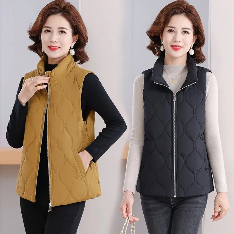 

Women Autumn Vest Jackets Thick Vests Man Sleeveless Coats Middle-Aged Women Warm Cotton-Padded Waistcoat