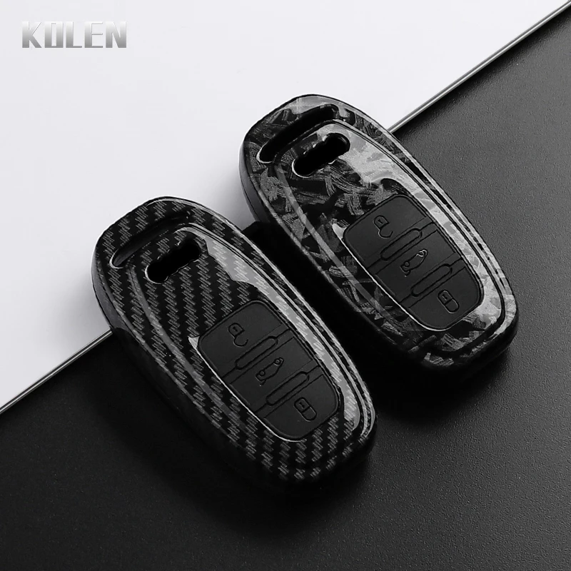 ABS Carbon Fiber Style Car Key Case Cover For Audi A1 A3 A4 A5 A6 A7 A8 Quattro Q3 Q5 Q7 S4 S5 S6 S7 S8 R8 TT Holder Accessories