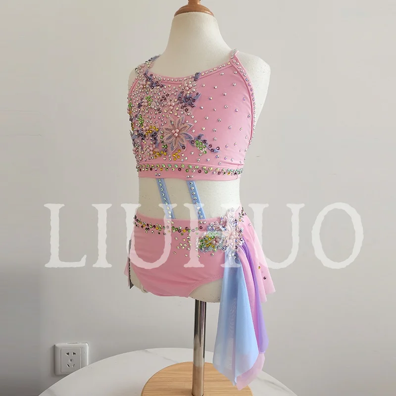 LIUHUO Pink Lyrical Dancing Dress for Performance Color Pole Skirt Factory Customize BD8841