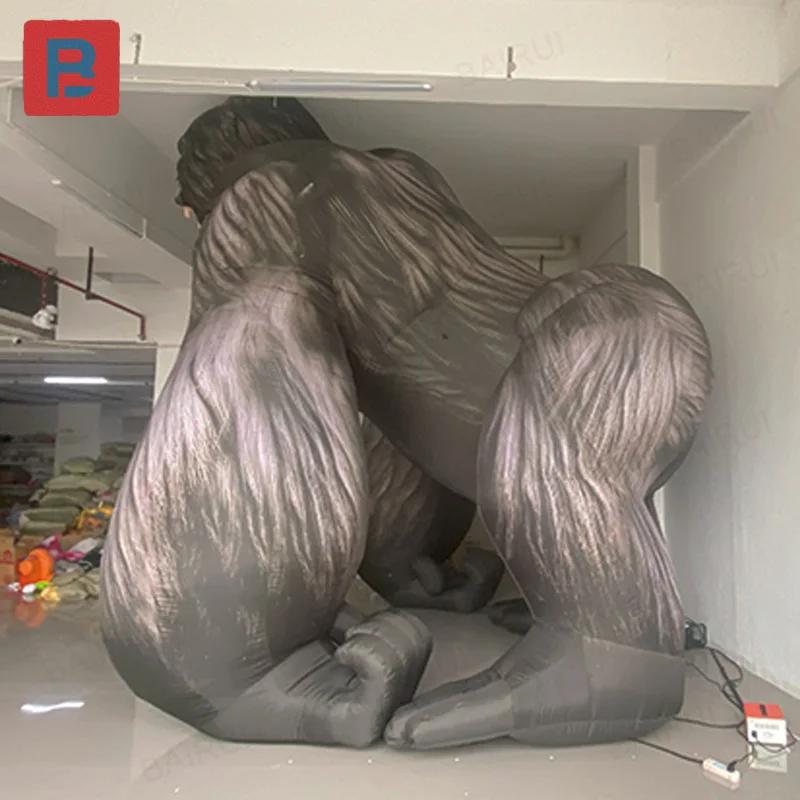 Aufblasbarer Gorilla, Tierluftmodell, mit Gebläse, großformatige Eventdekoration für den Außenbereich und Werbe-Requisiten