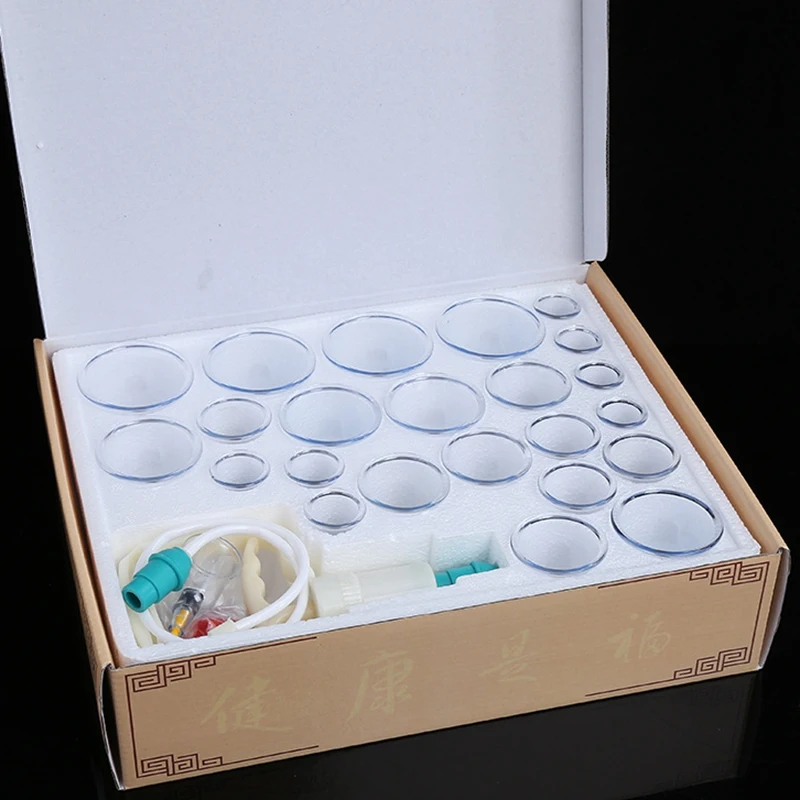 Chinês Biomagnetic Vacuum Cupping Therapy Set, Ferramenta de alívio da dor, Body Relax, Massagem Músculos Apertados, Casa, 24Pcs