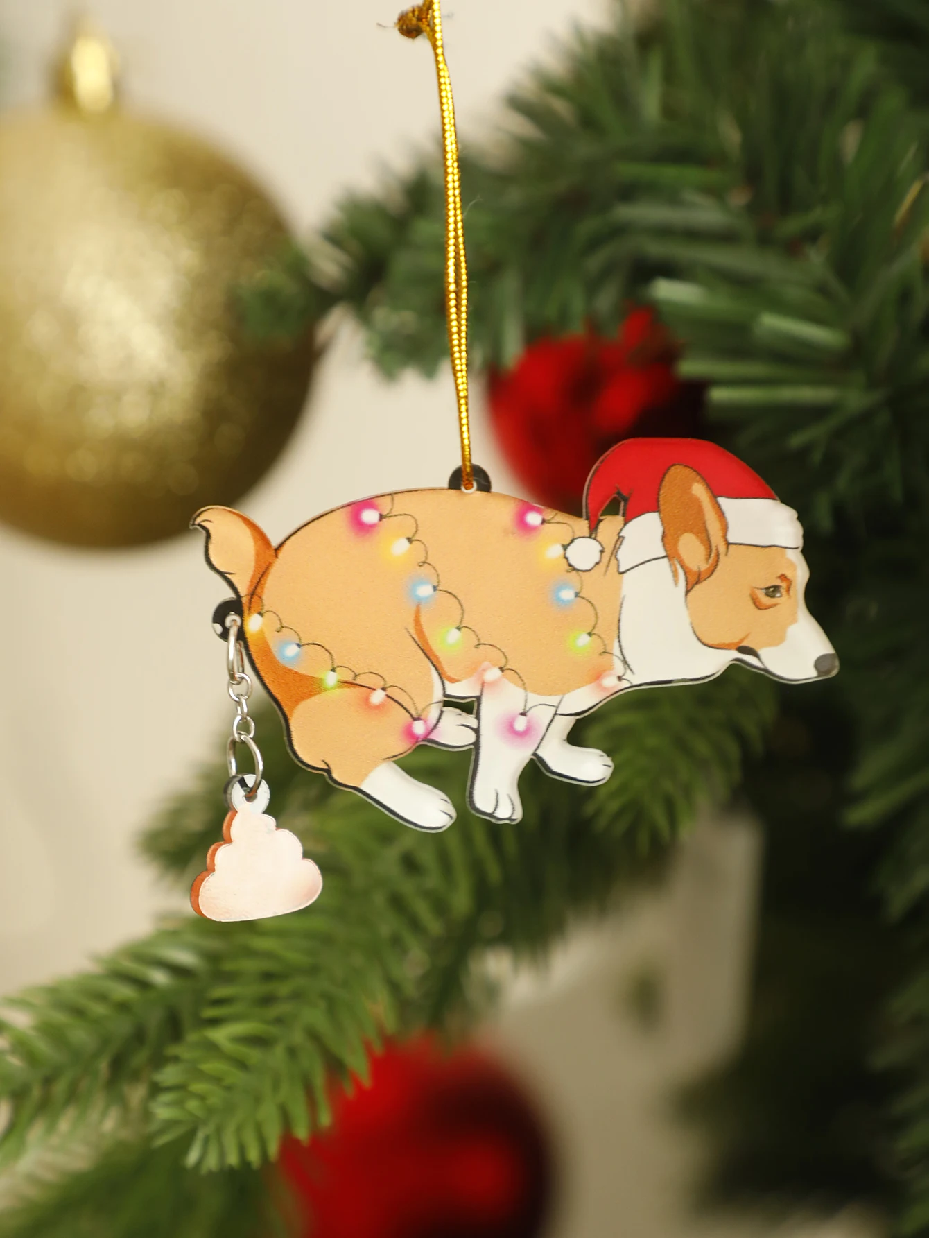زخرفة مضحكة على شكل حيوان أليف لعيد الميلاد، ديكور معلق للكلاب والقطط من الأكريليك مع قبعة سانتا وقلادة 2025، هدية مبتكرة لشجرة عيد الميلاد #2