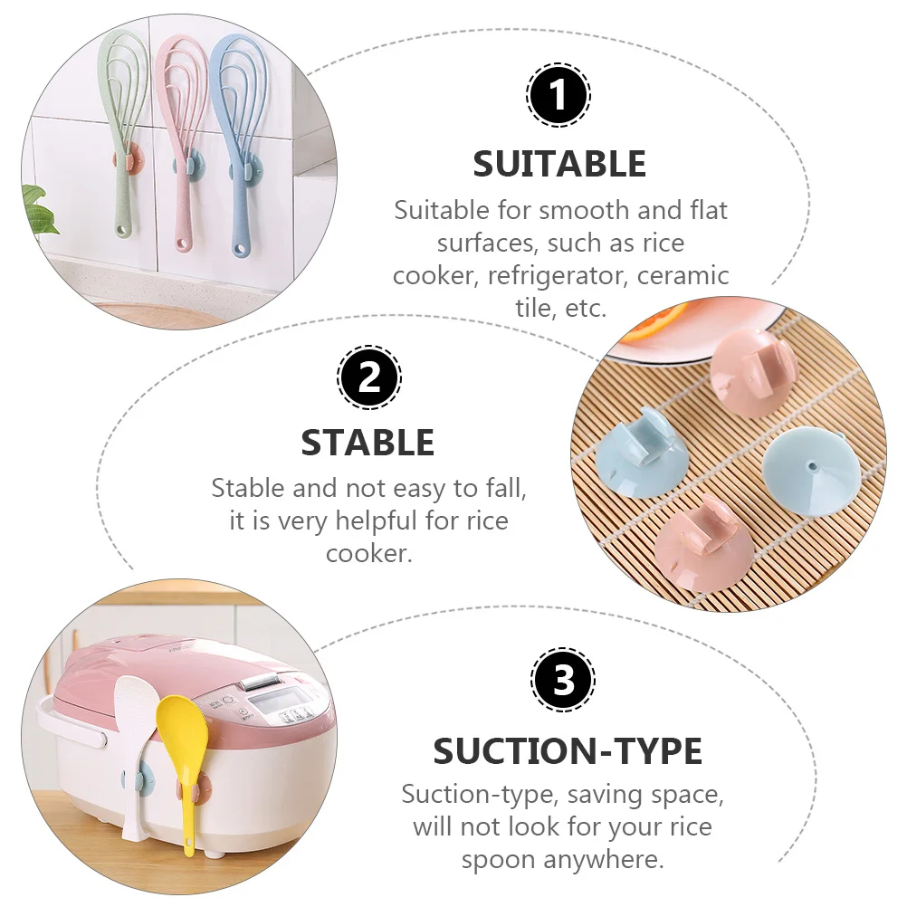 

4Pcs Rice Spoon Suction Holder PVC Kitchen Organizer for Smooth Surfaces Rice Cooker Refrigerator Ceramic Tile