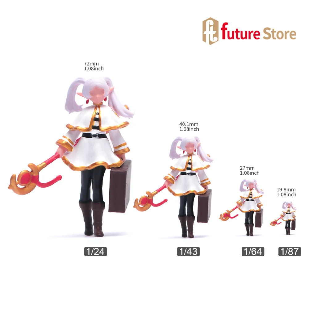 Figura em miniatura 1/87 1/64 1/43 1/24 anime meninos elfo raposa meninas mini boneca resina modelo de impressão 3d cena criativa adereços decoração brinquedo