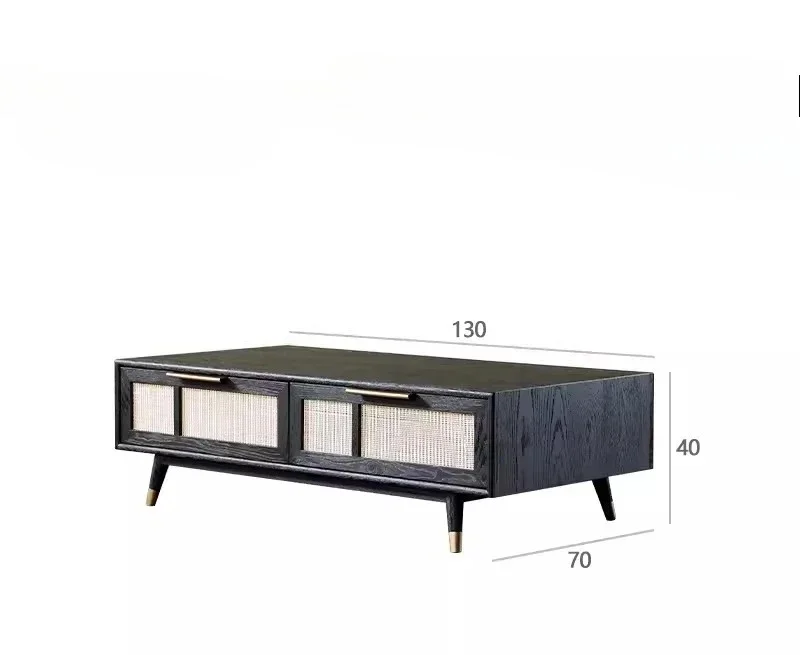 

Кофейный столик Y1 Nordic из массива дерева в винтажном стиле, с элементами ротанга, для небольшой квартиры, легкий люкс, для гостиной