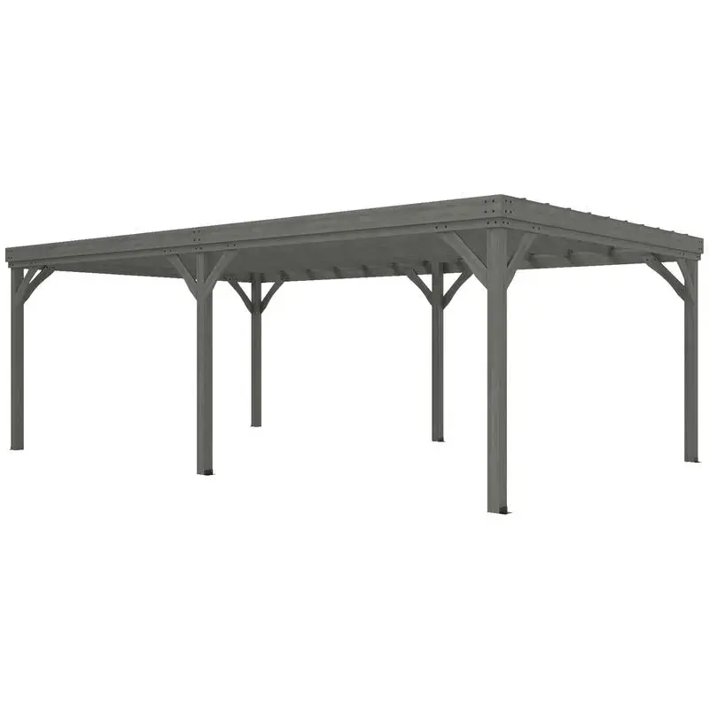 

12' x 20' Outdoor Wooden Pergola, Grape Vine Gazebo with Concrete Anchors for Garden, Patio, Backyard, Deck, Gray