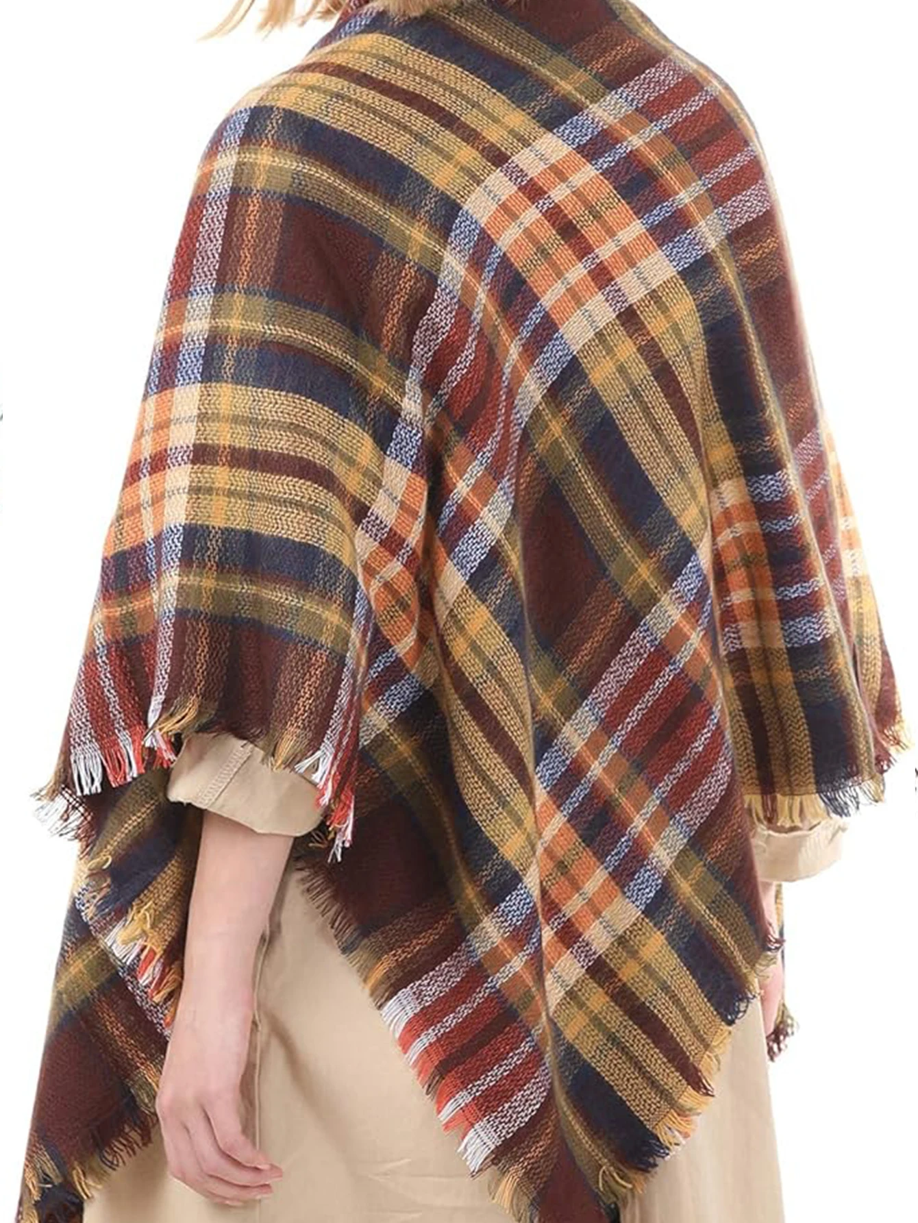 New style imitation cashmere double-sided colorful checkered square scarf, fashionable, warm, soft, bandana thick scarf shawl