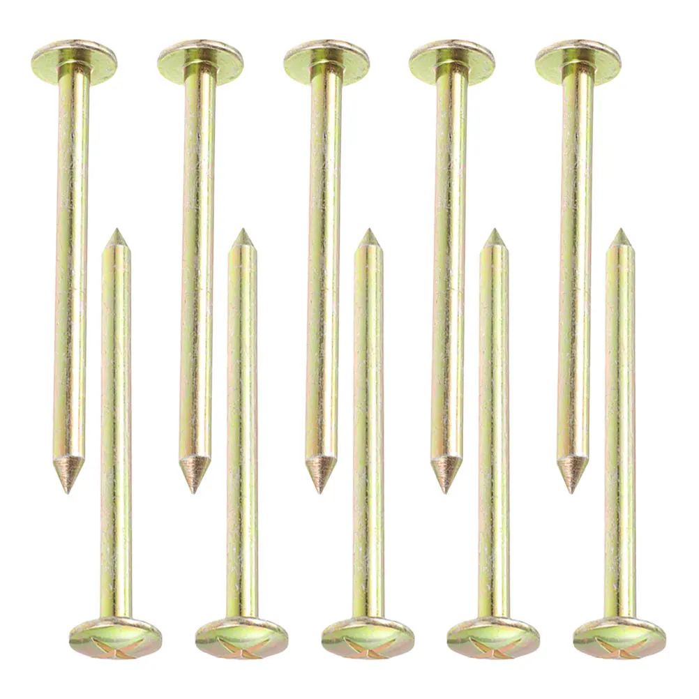

10pcs Measuring Nails Galvanized Steel Survey Markers Ground Stakes Mini Flat Head Property Line Landscaping Tools