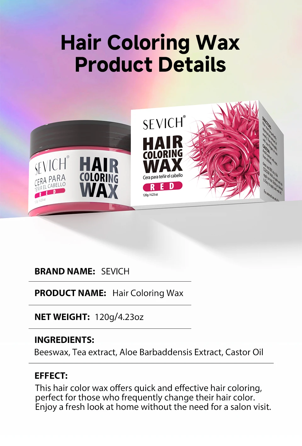 14 Farben Modische Farbige Haarwachs für Bart und Augenbrauen Haarfärbewachs für Männer und Frauen Temporäre Haarfärbung Einwegprodukte – Detail 10