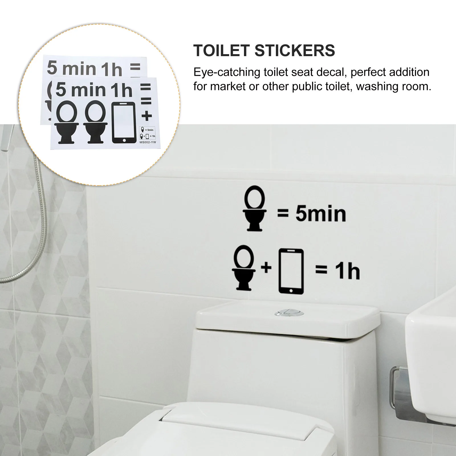 

Bathroom Wall Stickers Toilet Seat Lid Sign Decal Eye-Catching Decorative Warning Stickers for Toilets and Bathrooms