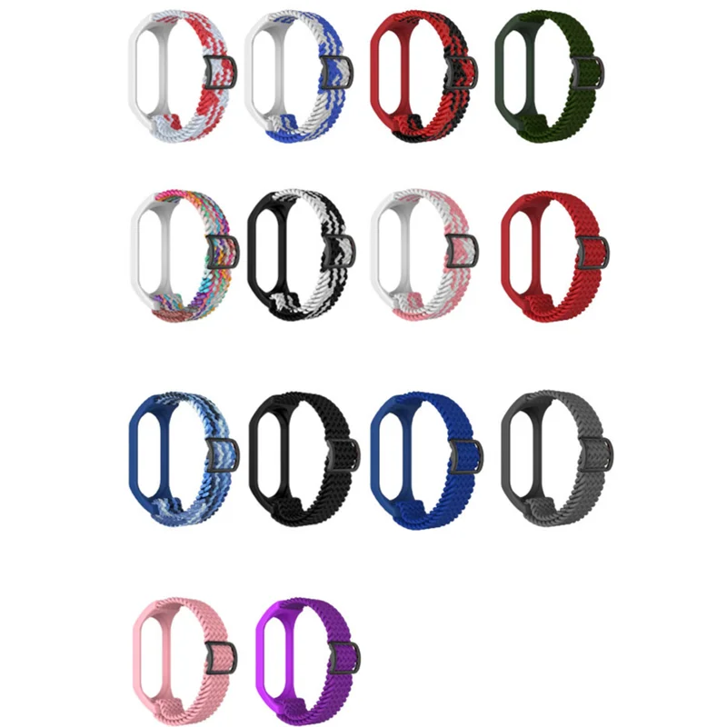 Bracelet for Mi band 7 6 5 Strap Elastic adjustable Nylon Braided Miband7 miband 6 correa Wristband for xiaomi Mi band 5 6 7