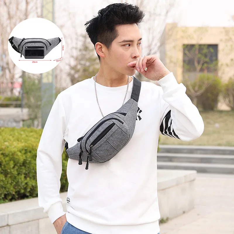 1Pcs Large Capacity Men's Waist Pack Nylon Sport Fanny Bags Hip Bum Belt Bag Riding Motorcycle Crossbody Purse Pouch