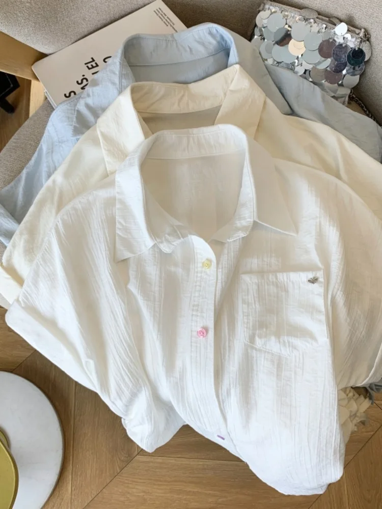 Blanc ort Sve décontracté irt femmes été 2025 nouveau Design ample coréen polyvalent ort Dstring haut trajet Sle