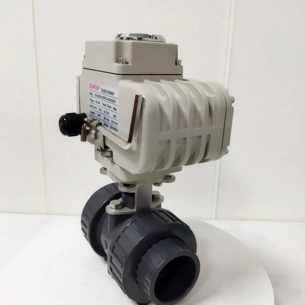 DN15 ~ DN100 صمام كروي بلاستيكي كهربائي عالي الحرارة بمحركات CPVC/PVDF صمام كروي الاتحاد الحقيقي لمعالجة المواد الكيميائية والمياه #6