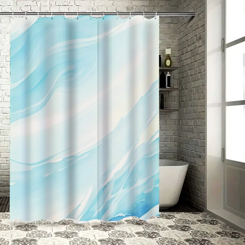 

Роскошная сине-белая водонепроницаемая занавеска для душа, украшение для ванной комнаты, окна, домашний декор, занавеска для душа с принтом
