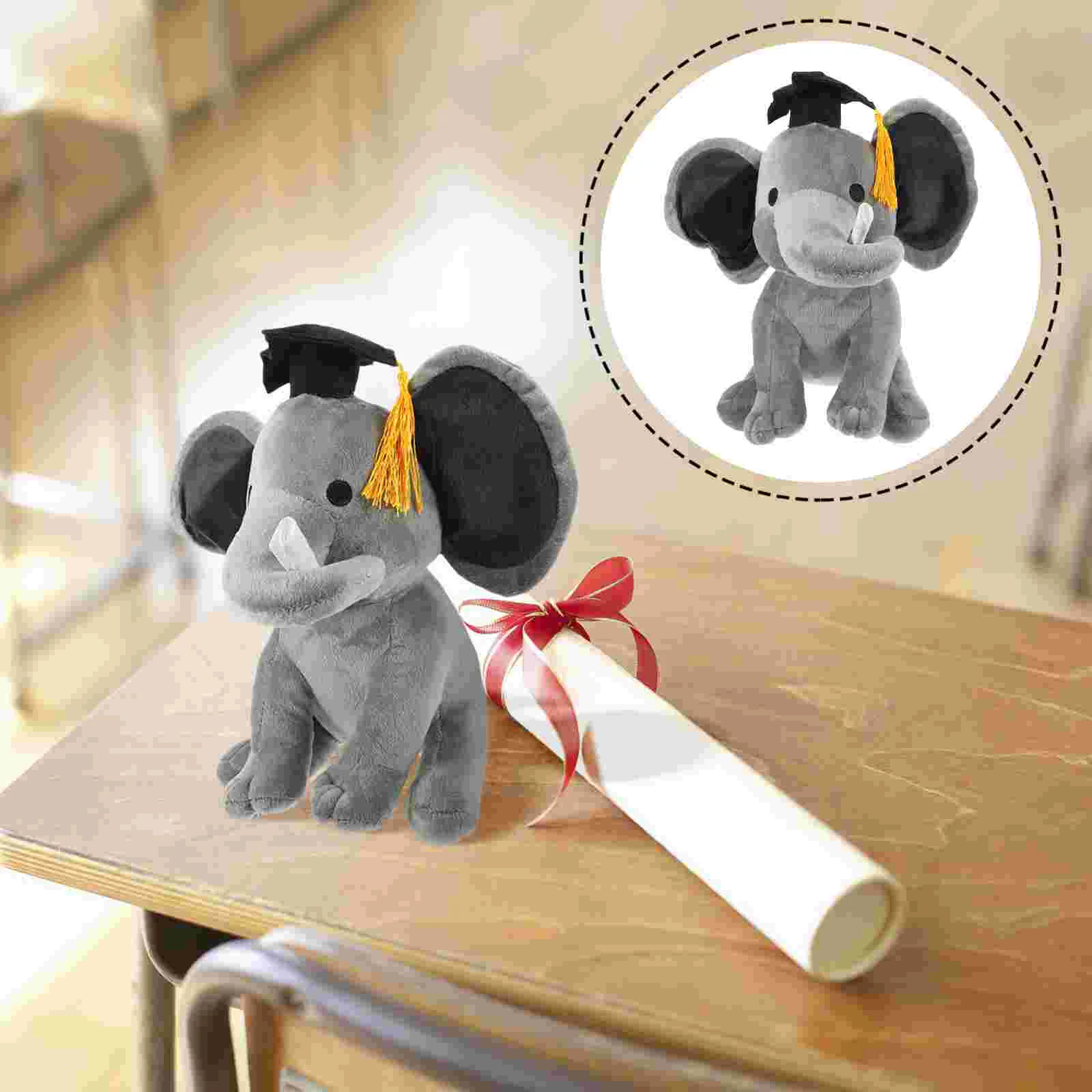 

Graduation Gift Elephant Decor Stuffed Animal Adorable Cartoon Room Children Toys Comfortable Pp Cotton Student