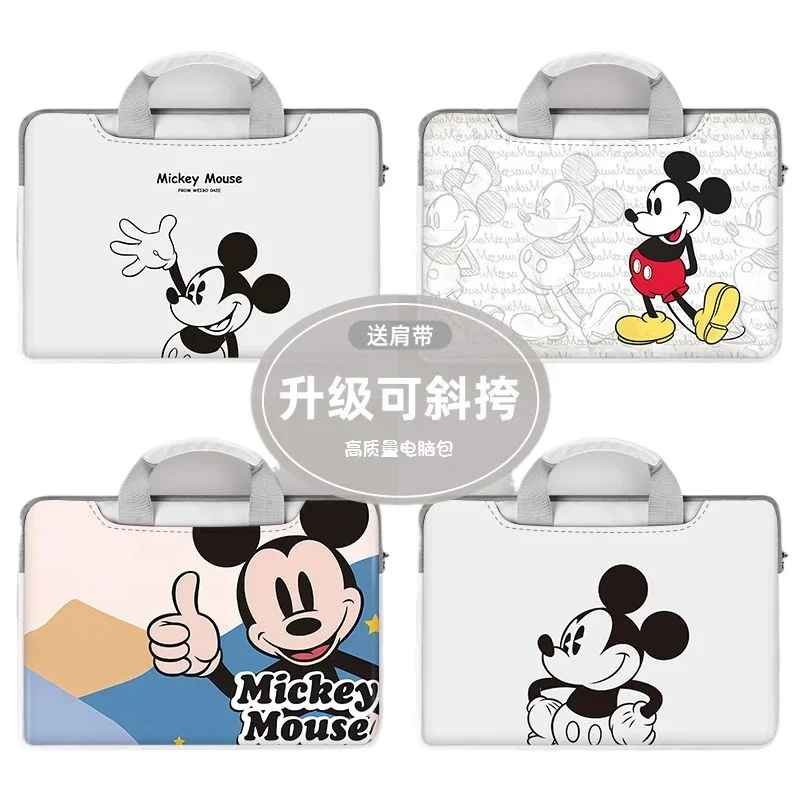 Disney Kawaii Mickey Minnie Notebook Laptop Bag Cute One-shoulder Crossbody Outing Lightweight Anti-fall and Dirty Resistant