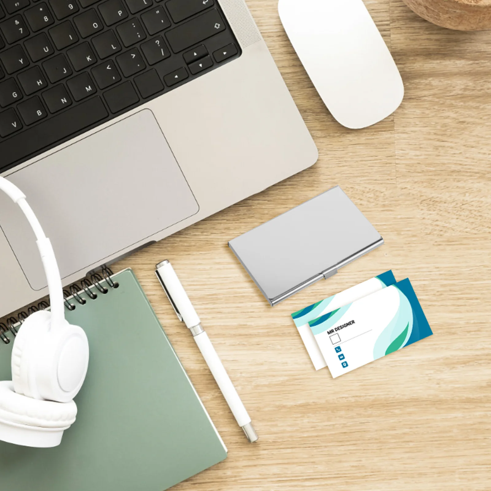 حافظة حامل بطاقات عمل من الفولاذ المقاوم للصدأ باللون الفضي، محمولة رفيعة وصغيرة الحجم، منظم اسم الائتمان، محفظة جيب، محفظة معدنية للأعمال #4