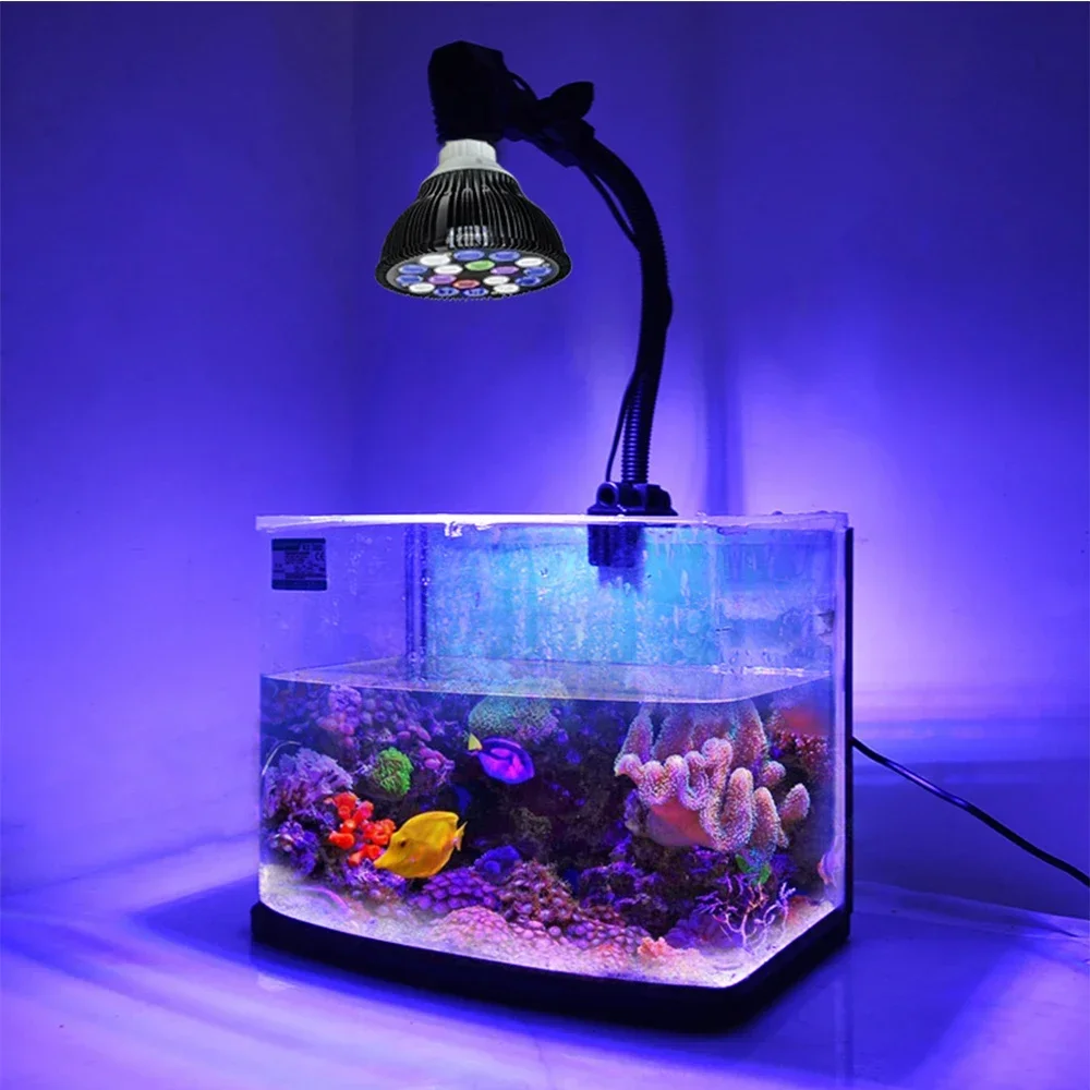 

LED Aquarium Light Bulb with Gooseneck Bracket and Clip, Fish Tank Plant Light, Suitable for Aquatic Coral Growth, 36W